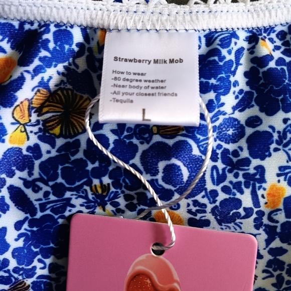 Strawberry Milk Mob Mykonos Bikini Bottom Blue L NWT - Picture 5 of 6